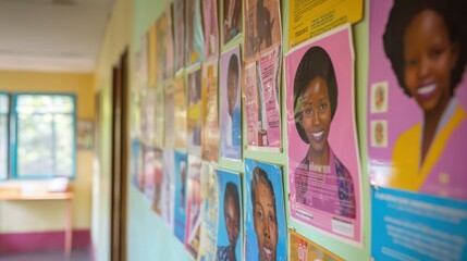 Colorful Wall of Portraits in Community Space