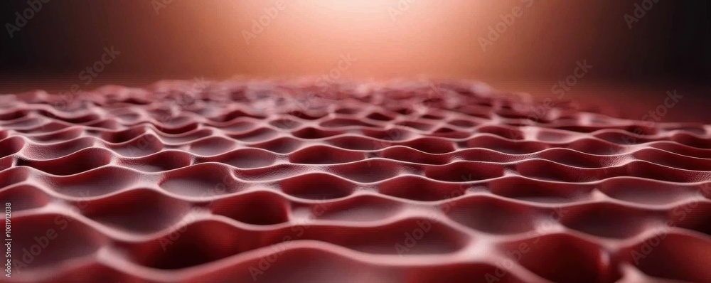 Poster quantum computing of cryptography concept. a close-up view of a textured surface resembling wavy red