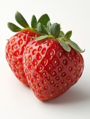 A white backdrop with an isolated set of strawberries.  - ai