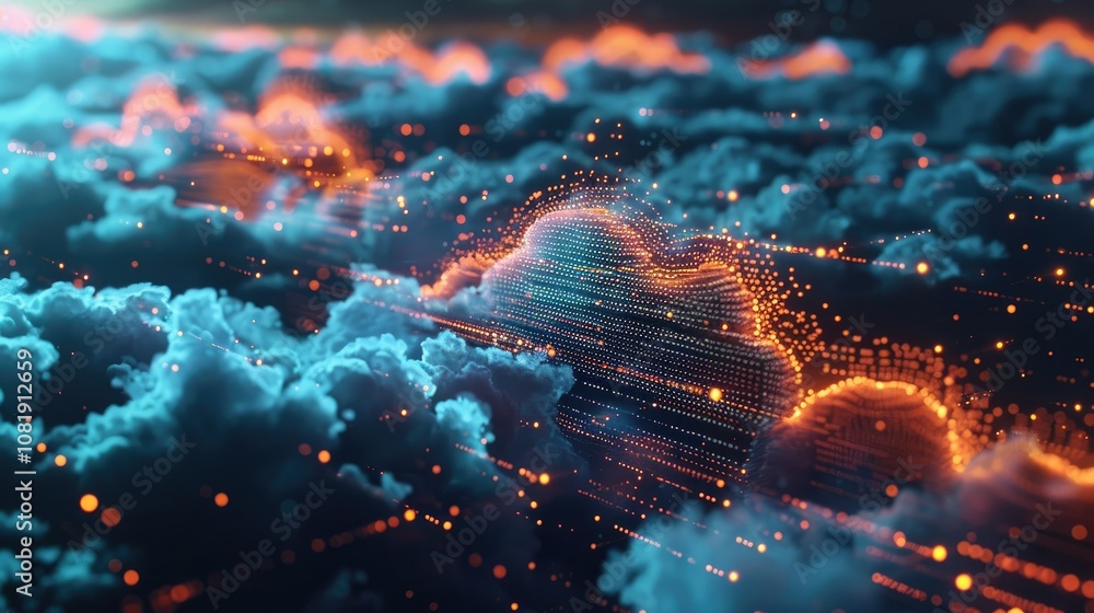 Aufkleber digital data processing in the virtual cloud abstract background