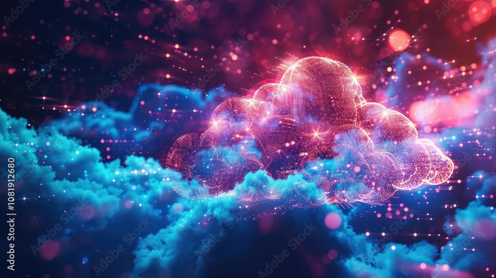 Aufkleber digital data processing in the virtual cloud abstract background