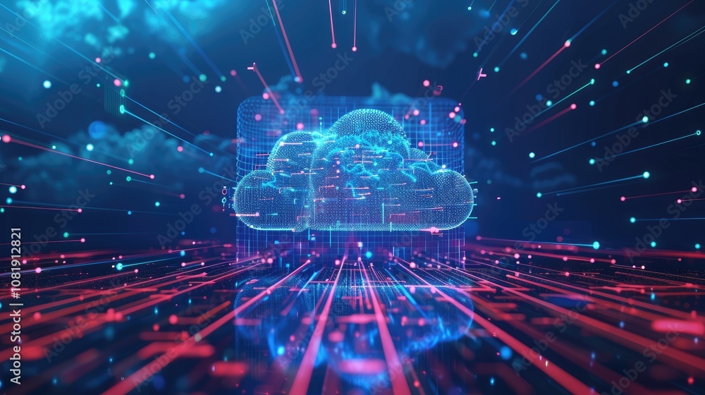 Aufkleber digital data processing in the virtual cloud abstract background