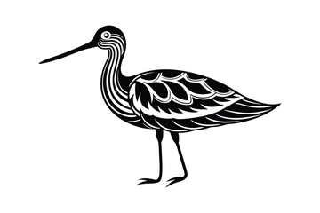 Curlew Bird Silhouette Vector - Wildlife, Nature, Wader, Minimalist, Elegant Black Outline Illustration