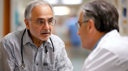 Obraz premium Doctors Having Serious Conversation in Hospital Setting