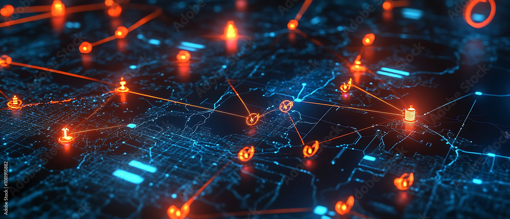 Poster analyzing supply chain security risks global network visualization digital data cyber environment te