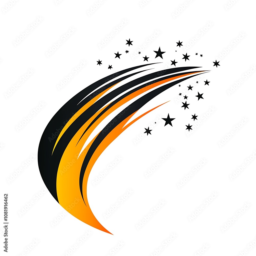 Poster abstract illustration of a bright comet with radiant trails and sparkling stars perfect for creative