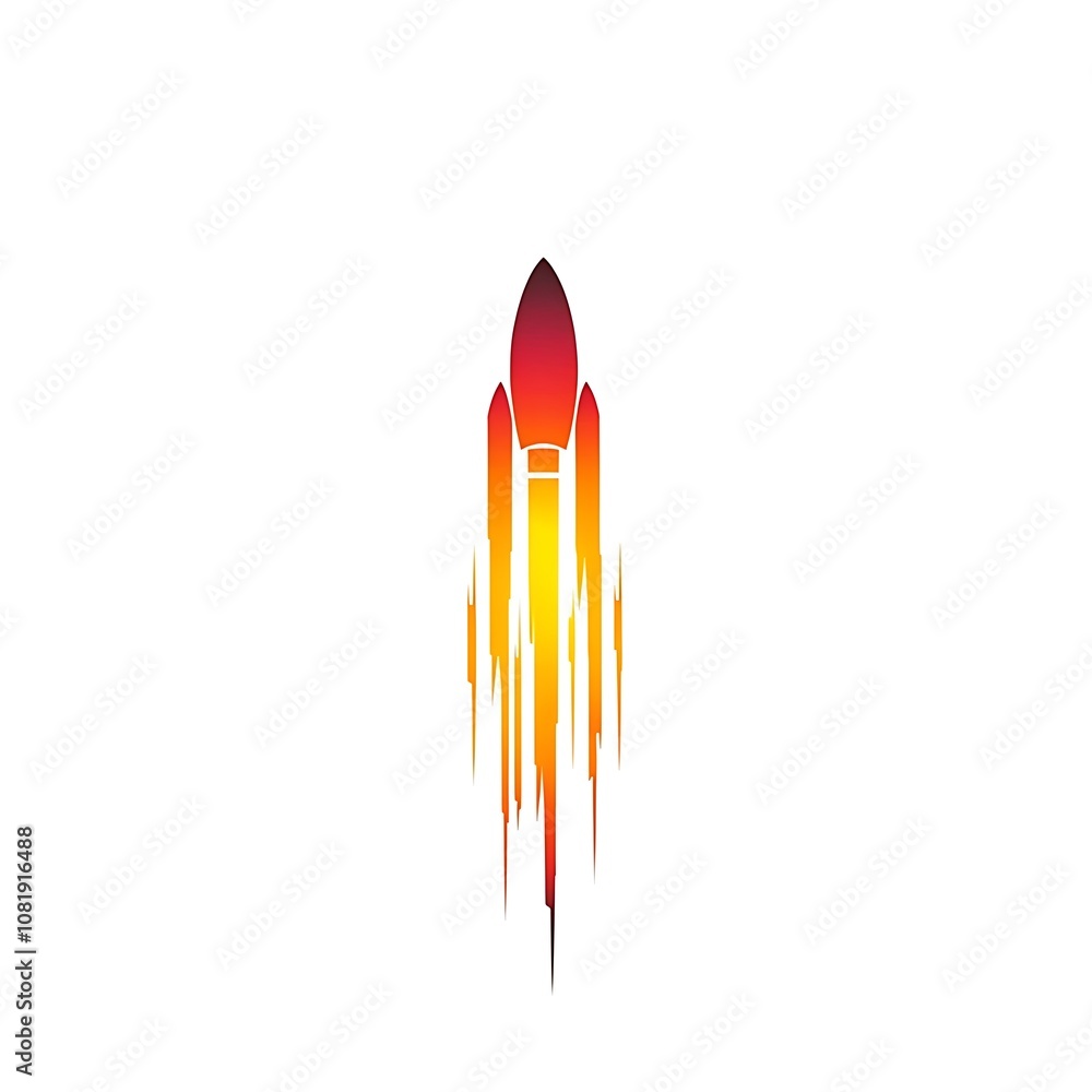 Aufkleber abstract design of a rocket launching with gradient colors representing speed, innovation, and explo