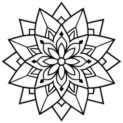 Traditional mandala pattern line art vector illustration