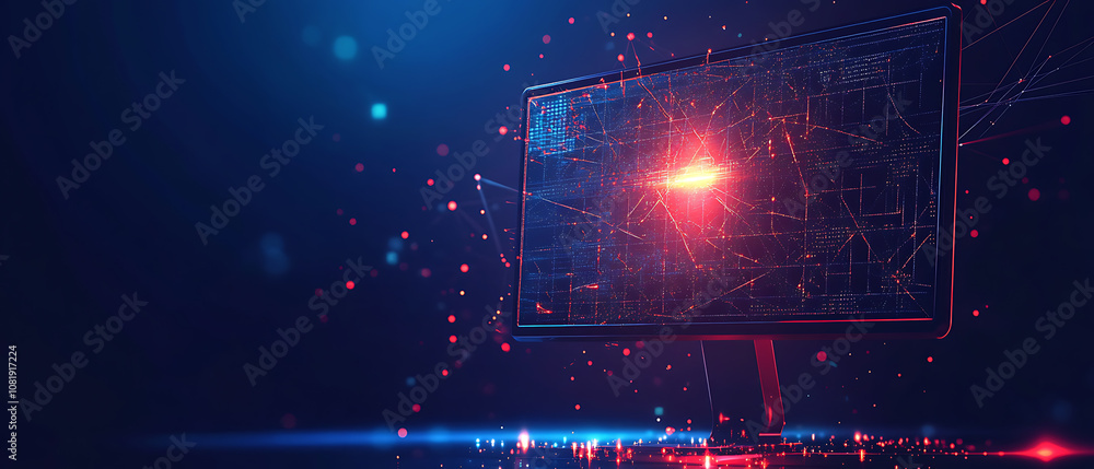 Poster cybersecurity breach simulation digital workspace infographic high-tech environment close-up view su