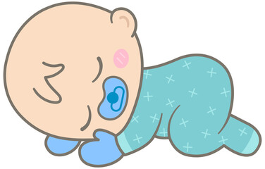 Kid Hand Drawn Cute Sleeping Baby Boy