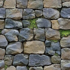 Fototapeta premium Granite Stone Wall Bricks Decorative Seamless Pattern Texture