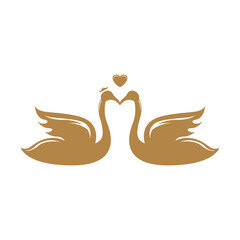 Two stylized swans facing each other, forming a heart shape with their necks, symbolizing love and unity.