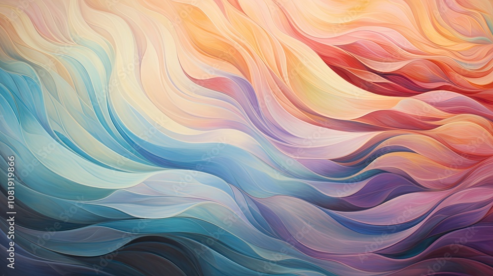 Poster abstract waves of vibrant colors pulsating and swirling