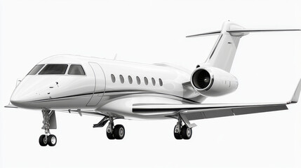 Fototapeta premium Sleek modern airplane in side view, showcasing its elegant design and powerful engine. This aircraft represents luxury travel and advanced engineering
