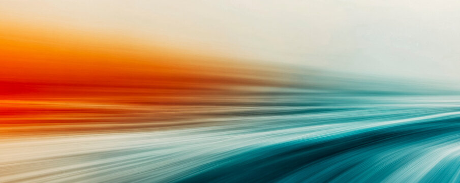 Abstract motion blur artwork in vibrant warm and cool hues for contemporary design