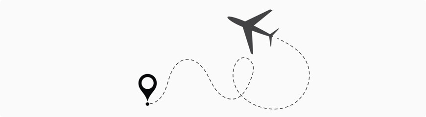 Naklejka premium air plane reach in the destination. air plane route. airplane location. destination. reach. landing. dotted line.