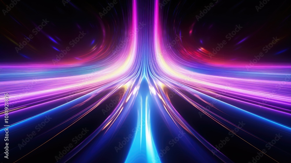 Poster abstract glowing background with vibrant streaks of light and color