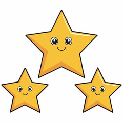 four yellow stars with a smiley face and a smiley face.