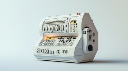Modern White Electronic Music Synthesizer with Control Panel and Knobs for Music Production, Sound Design, and Creative Audio Experimentation