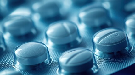 Close-up of Blue Pills on Blister Pack