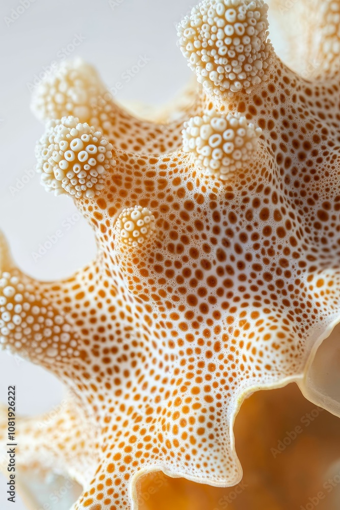 Poster close up of seashell with textured surface.