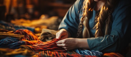Fototapeta premium Woman Working with Yarn