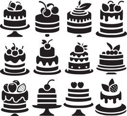 Birthday Icon, Cake icon silhouette