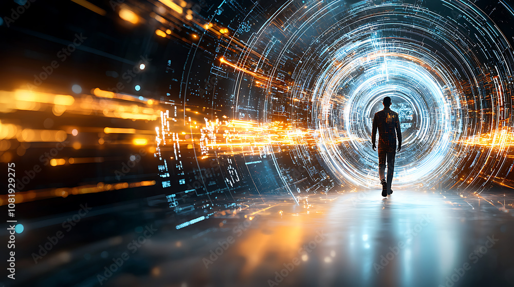 Aufkleber exploring supply chain security risks digital realm abstract art futuristic environment perspective 
