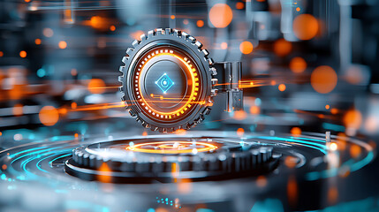 Fototapeta premium Exploring supply chain security risks digital space 3d imagery high-tech environment close-up view cybersecurity concept