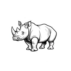 Fototapeta premium Detailed Line Art Illustration of a Rhinoceros in a Playful Pose, Showcasing Its Distinctive Features and Unique Anatomy with Creative and Artistic Flair