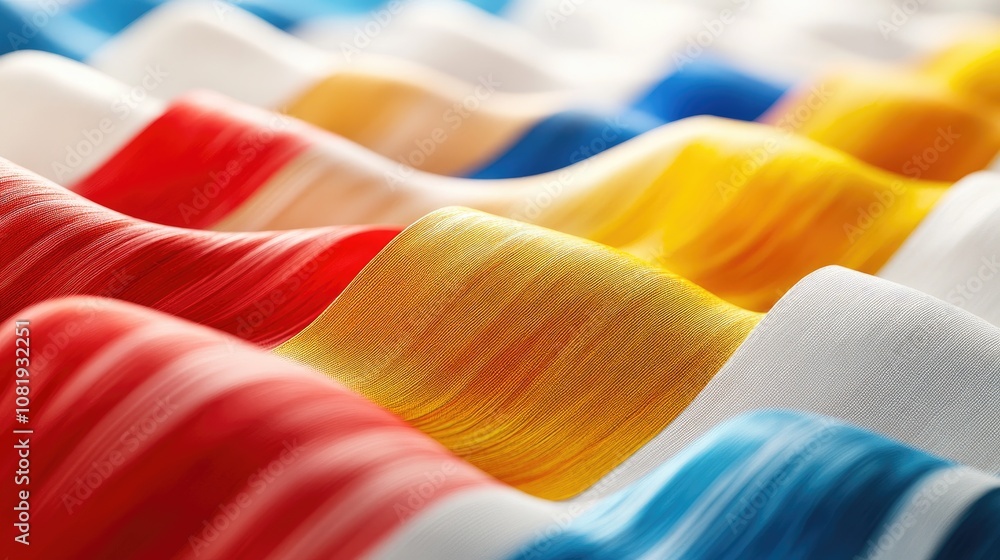 Aufkleber vibrant wavy fabric patterns in colorful textile showcase displaying a rich array of bright hues and