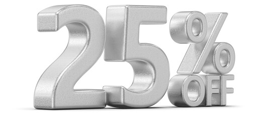 Discount 25 Percent Off Silver 3D Number