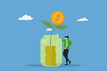 Characters enjoying financial freedom and independence. Successfully and free of debts people planning budget.