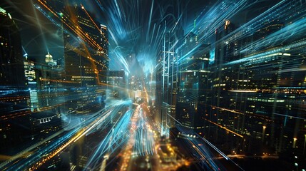 A Scene of the City with Colorful Lights