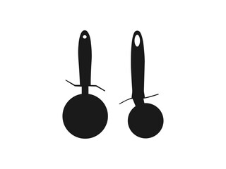 Slicer pizza icon set. Pizza roll circle cutter vector symbol in a black filled. slicer icon design vector template. pizza knife silhouette icon illustration isolated on white background.