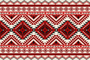 seamless pattern,Geometric Ethnic pattern, Native American tribal fabric,tile, carpet ,vector,illustration design 
on red background