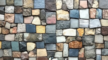 Close-Up View of Stone Mosaic Wall Texture
