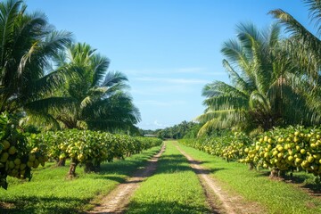 Obraz premium Lush Apple Orchard with Ripe Fruits Ready for Harvest