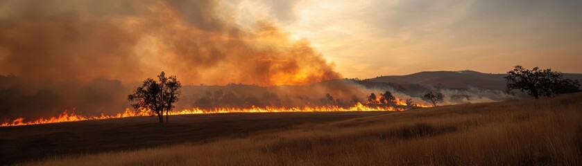Smoke-Filled Air Amidst a Wildfire Crisis: Nature's Fury Unleashed in Devastating Flames and Thick Haze