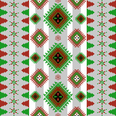 christmas seamless pattern,Geometric Ethnic pattern, Native American tribal fabric,tile, carpet ,vector,illustration design ,red and green
