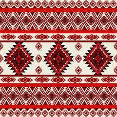 seamless knitted pattern  ,Geometric Ethnic pattern, Native American tribal fabric,tile, carpet ,vector,illustration design on red background
