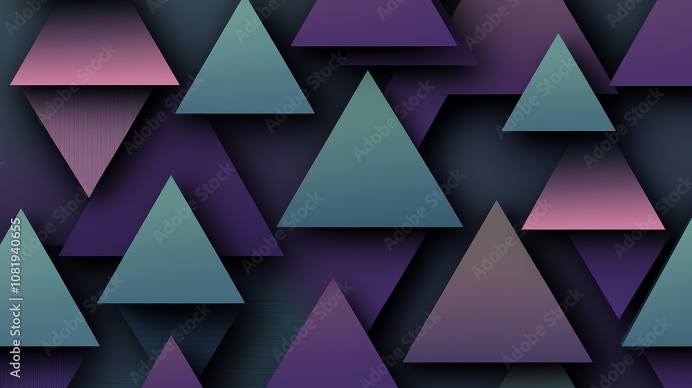 Leinwandbilder geometric pattern of colorful triangles on dark background, modern design with abstract art elements