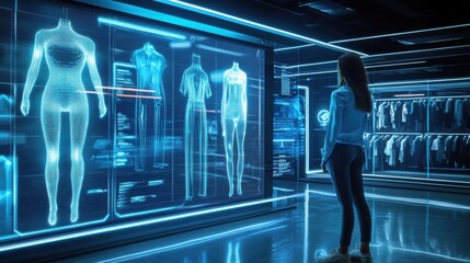 AI in the retail industry, virtual fitting room with digital clothing options