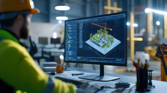 Construction project visualization office digital model indoor close-up realistic bim scene