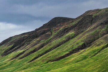 Mountain landscape with lush green slopes