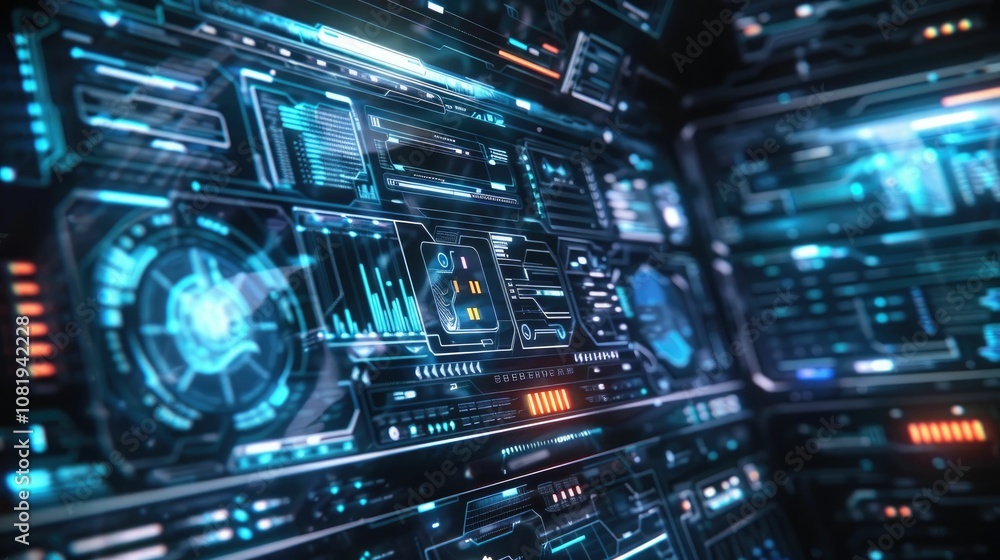 Poster floating holographic interfaces in a dark room
