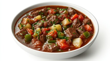 Delicious Beef Stew in a White Bowl