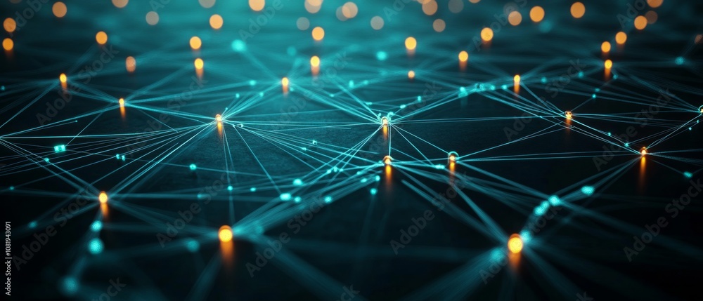 Poster a vibrant display of interconnected lines and glowing nodes illustrates cutting-edge technology solu