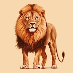 Obraz premium of a Majestic Lion in Solid Color Background