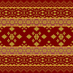 Geometric Ethnic pattern, Native American tribal fabric,tile, carpet ,vector, illustration design, on red background
